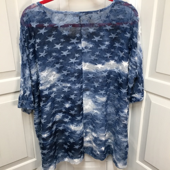 Soft Surroundings Sheer Blue & White Star Top Small/ Medium - Picture 12 of 16